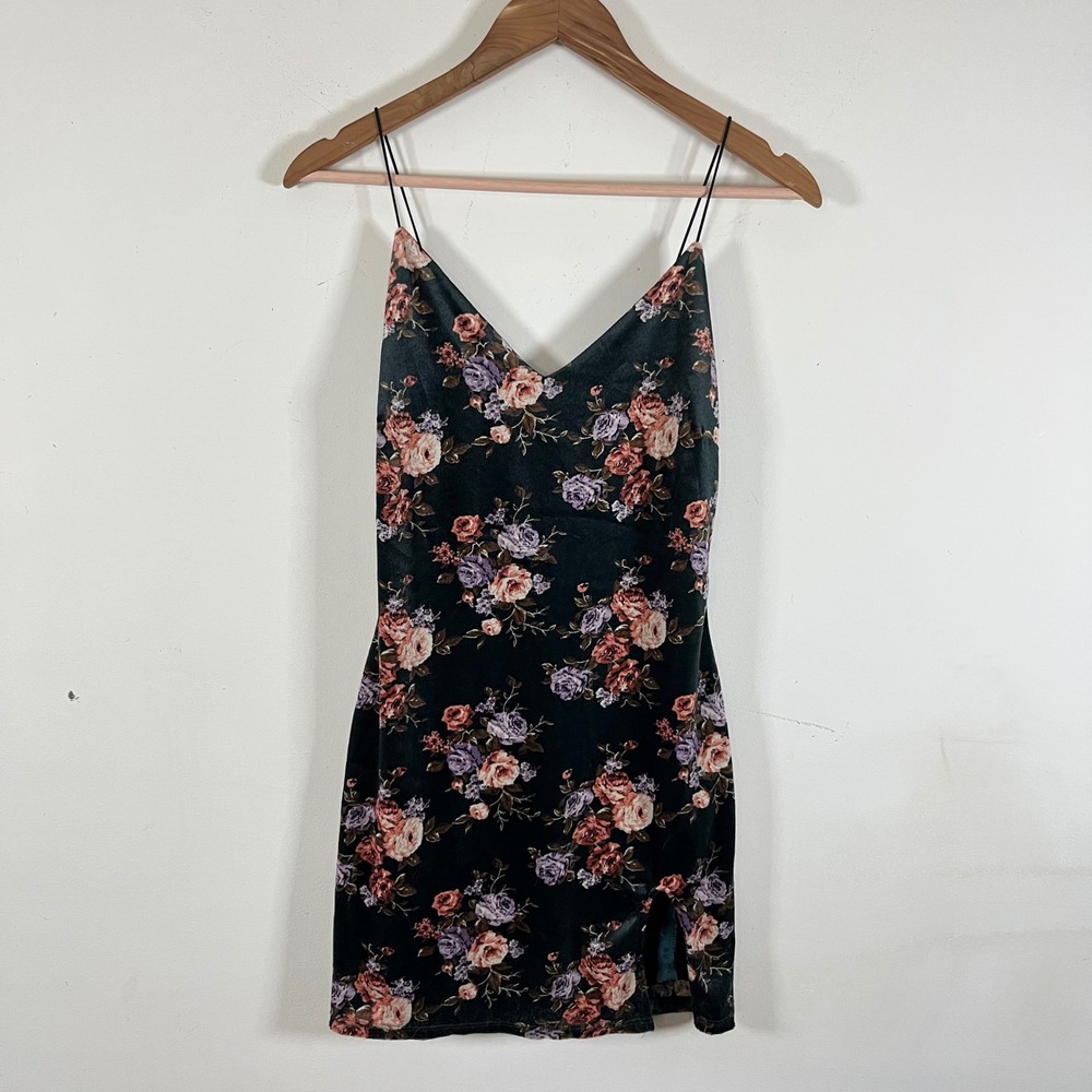 Urban Renewal Floral Velvet Slip Mini Dress Vintage Fabric Fairy Grunge Medium